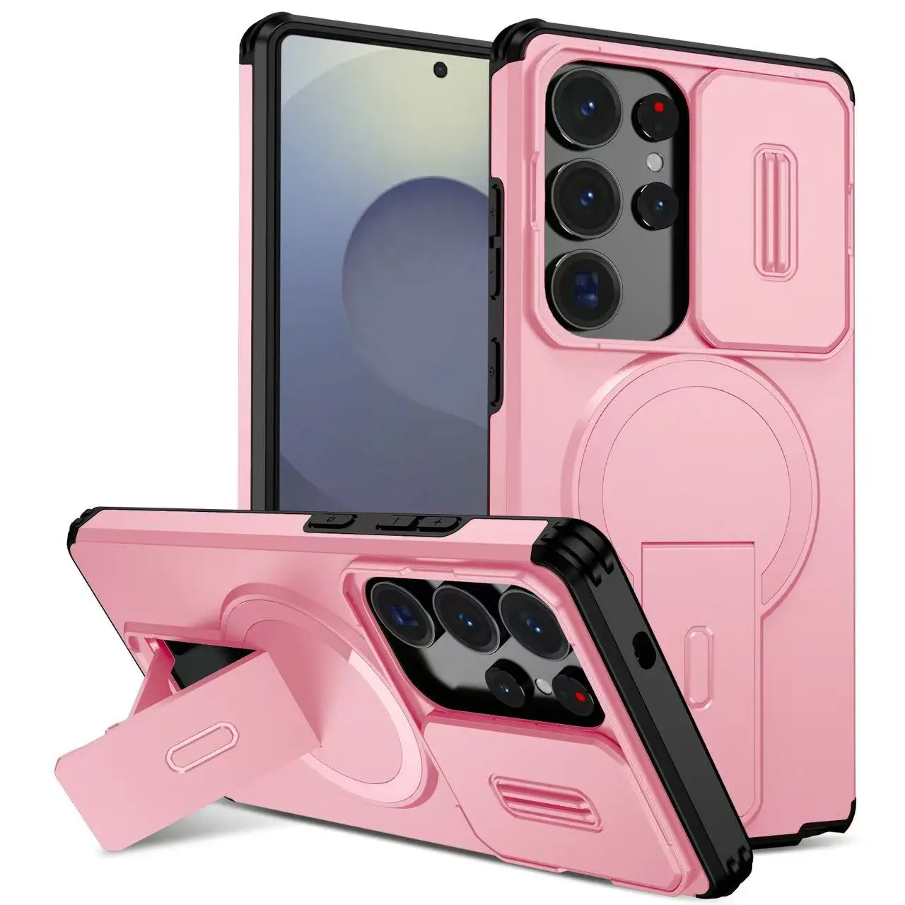 Armor Shockproof Magnetic Case with Lens Protection and Stand