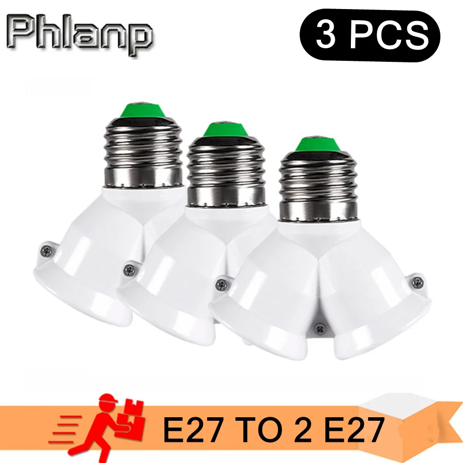 Phlanp-Screw-E27-LED-Base-Light-Lamp-Bulb-Socket-E27-to-2-E27-Splitter ...