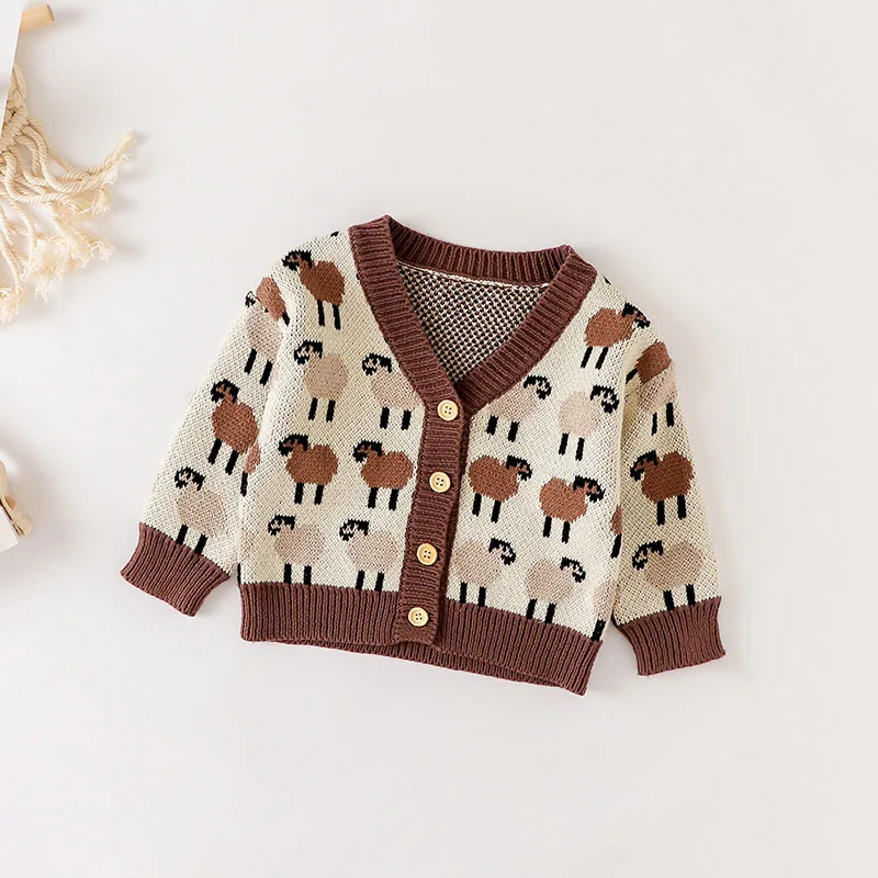 Newborn Baby Boys Girls Cardigan Sheep Baby Coat Infant Girls Cartoon Lamb Long Sleeves Coat Spring Autumn Clothes