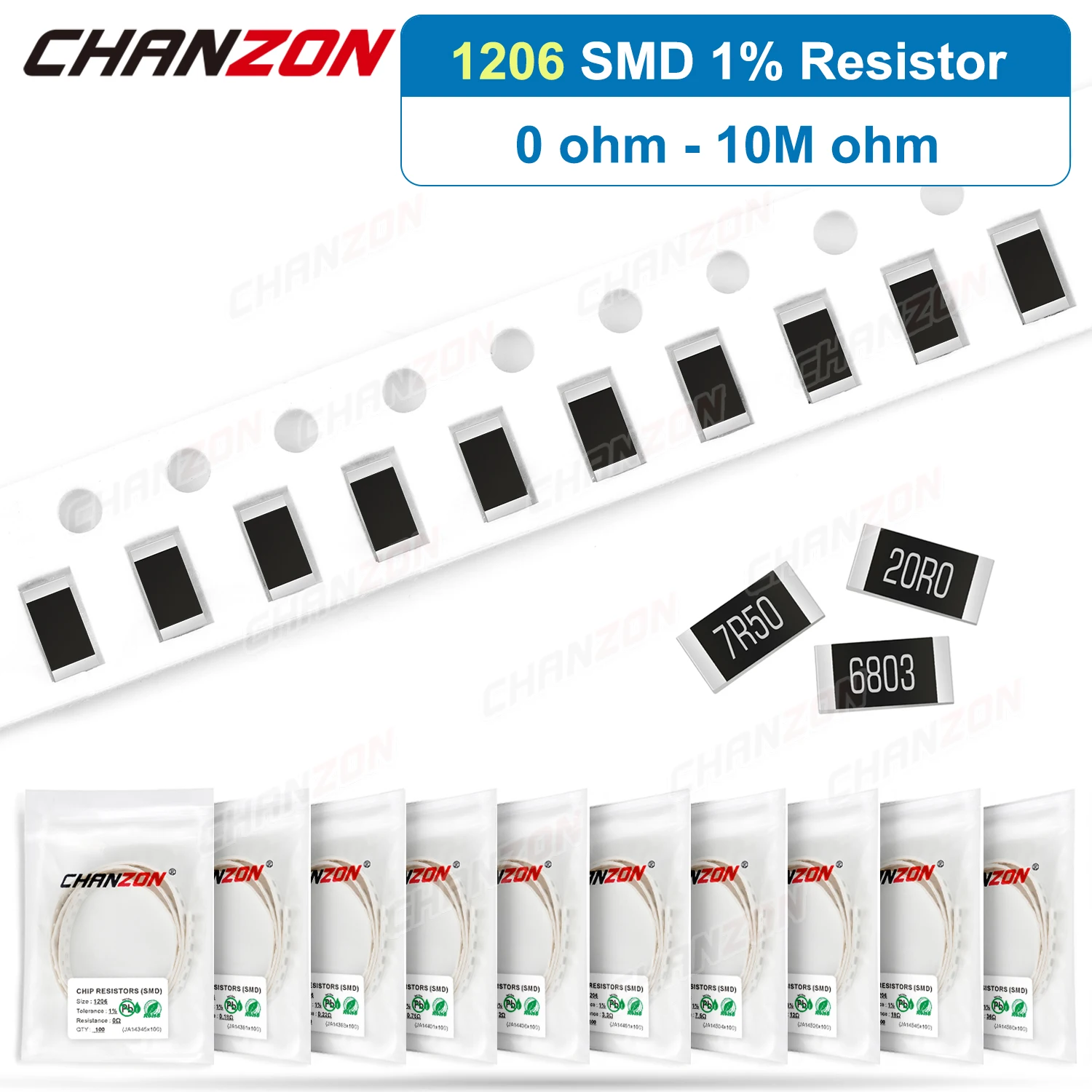 100 Pz/Lotto 1206 1% Resistenza Smd Di Alta Precisione 0 1 10 100 220 330 1K 2.2K 27K 33K 82K 150K Ohm 3K3 5K6 6K8 4R7 1/4W Resistenza