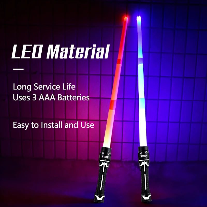 Colorful Glowing Sword Toys Laser Sword Lightsaber Red and Blue Double Saber Telescopic Music Cosplay Cool Flashing Children Toy