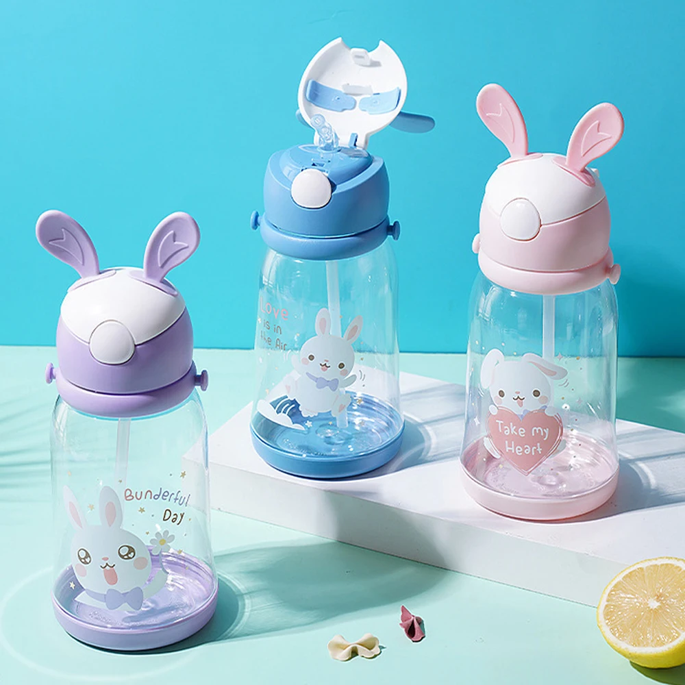 600ml Kids Water Sippy Cup Cute Cartoon Baby Cups With Straws Leakproof Water Bottles for Girls Outdoor Children's Cup BPA Free