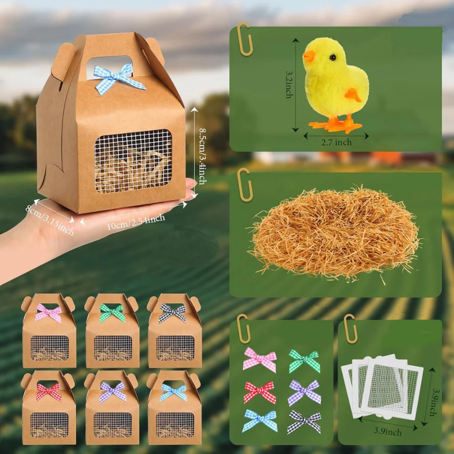 12-36 Sets de pollitos de peluche "Adopta un pollo" para fiestas temáticas de animales de granja. Decoración de cumpleaños._voghion.com