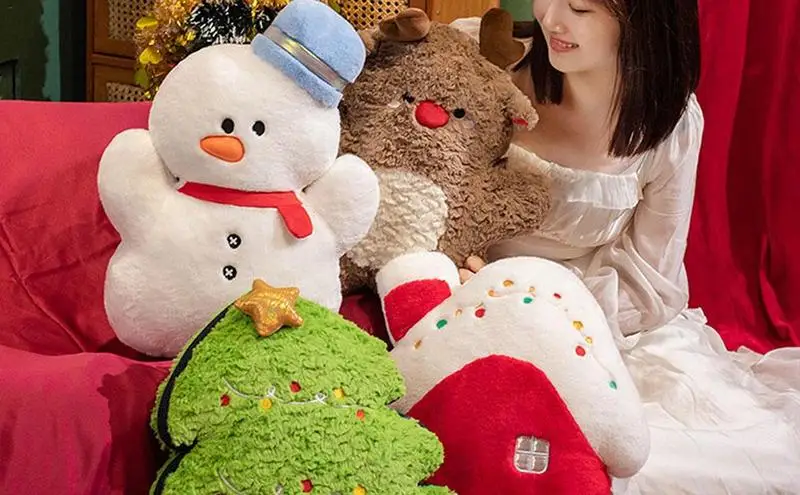 Snowman Plush Toy Santa Claus Plush Toy Stuffed Elk Snowman Animal Pillow Dolls Christmas Gifts For Kids christmas Decorations christmas pillow covers 43 43cm christmas decorations pillows covers