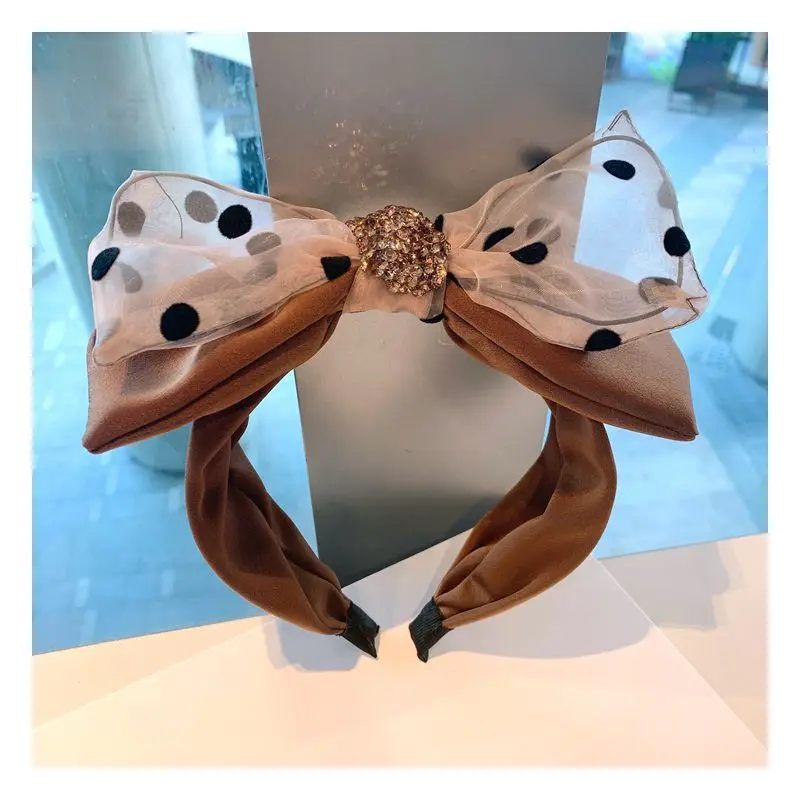 

Заколки для волос Корейская версия Новинка Ретро горошек двойной слой большой бант универсальная Фея заколка для волос широкий пресс для волос