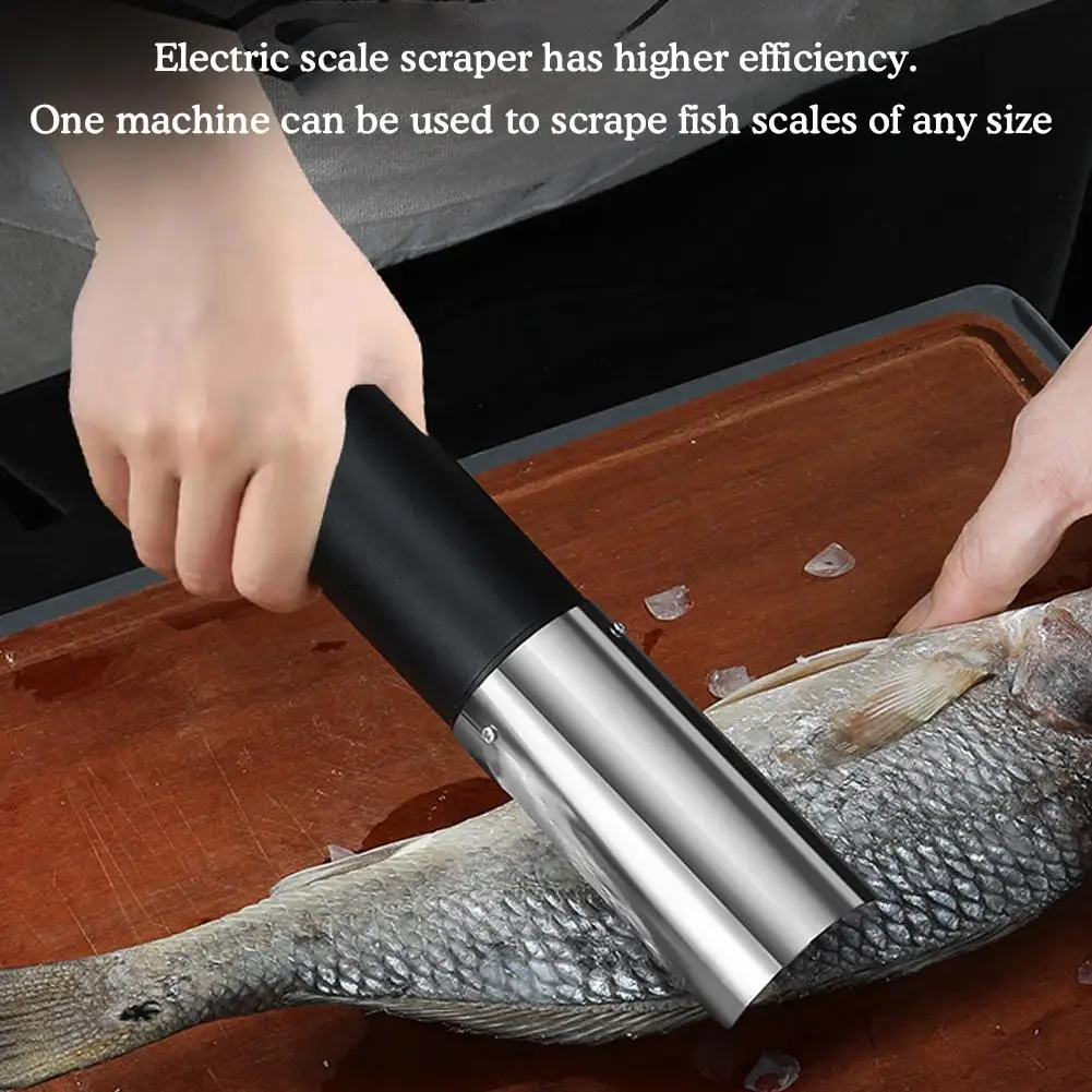 

Electric Fish Scaler Cleaner Remover Battery Descaler Fishing Scraper Seafood Knif Kitchen Scalers Tools T9Q0