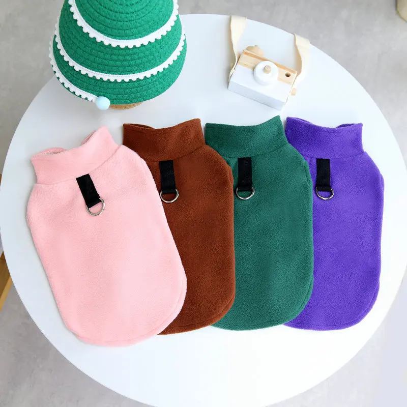 Winter Fleece Pet Dogs Clothes pet costumes dog jacket Warm Dog Vest Jacket With Pull Ring For French Bulldog Puppy Small Medium Dogs