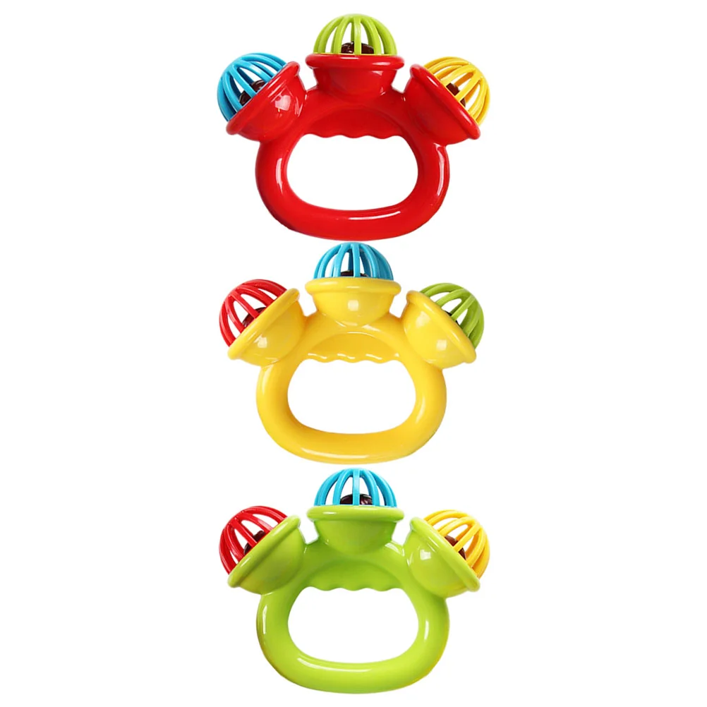 

3 Pcs Music Rattles Shaker Soothing Small Hand Bell Kids Music Rattles Shaker Tambourine for Sleigh Toddlers Baby