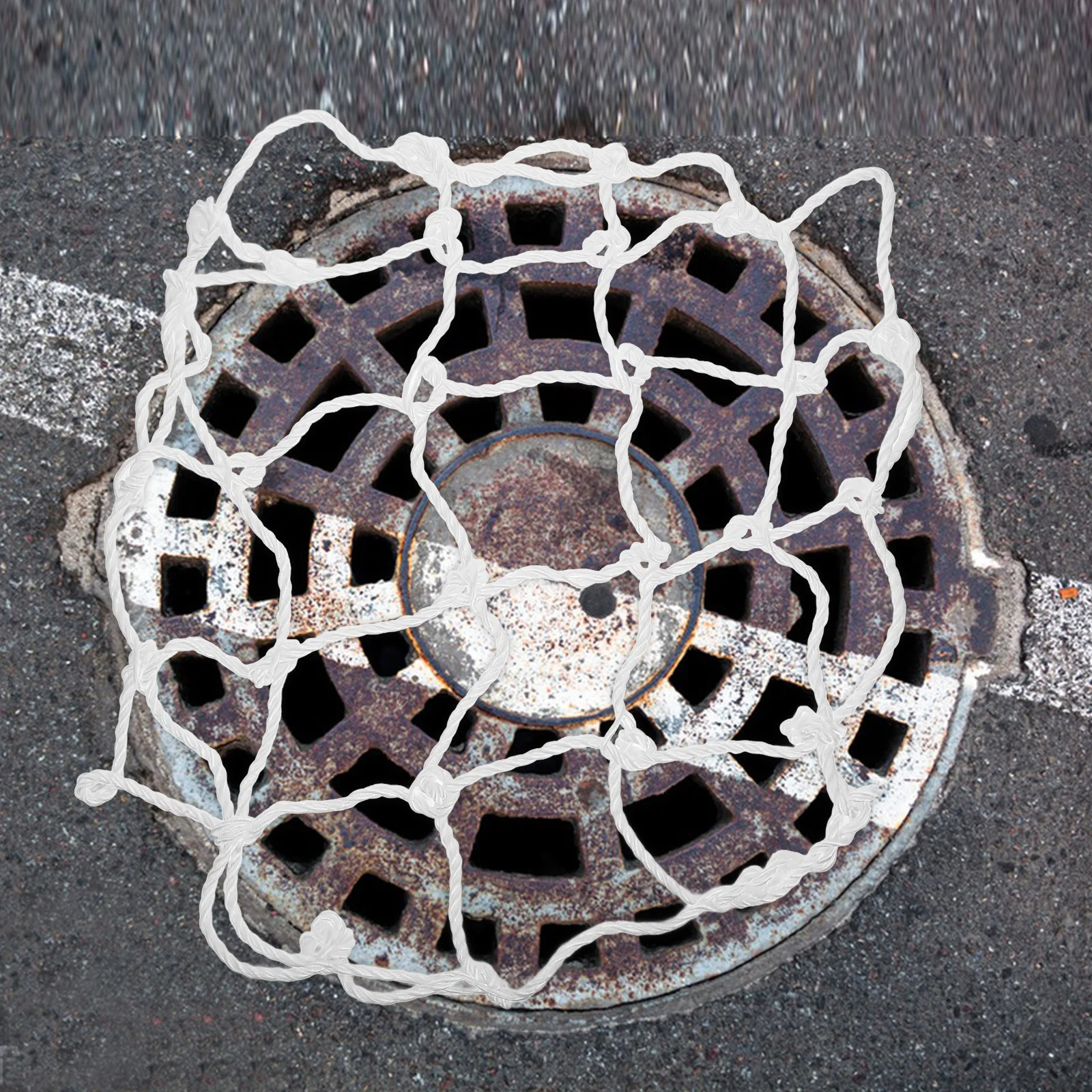 Manhole Cover Protective Net Well Netting Round Safety Mesh Wellhead Protection for Drainage System White Garden Nets