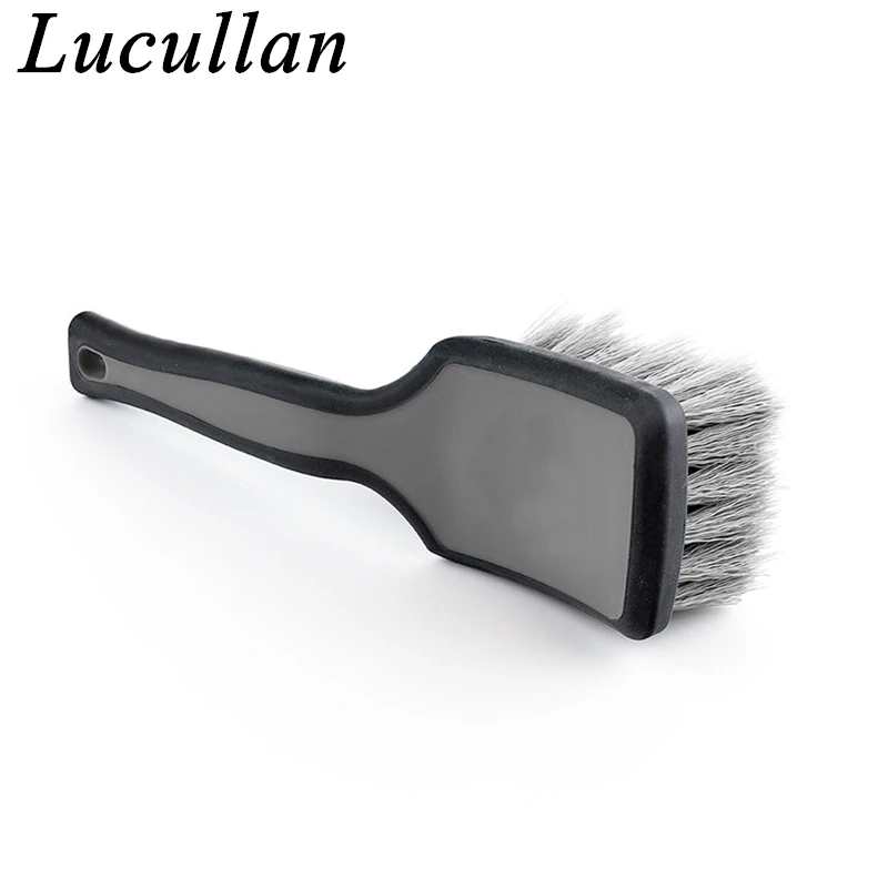 Lucullan Rubber Handle Never Scratch Car Wheels Detailing Brushes Medium Stiff Synthetic Bristles Tire Scrub Cleaner