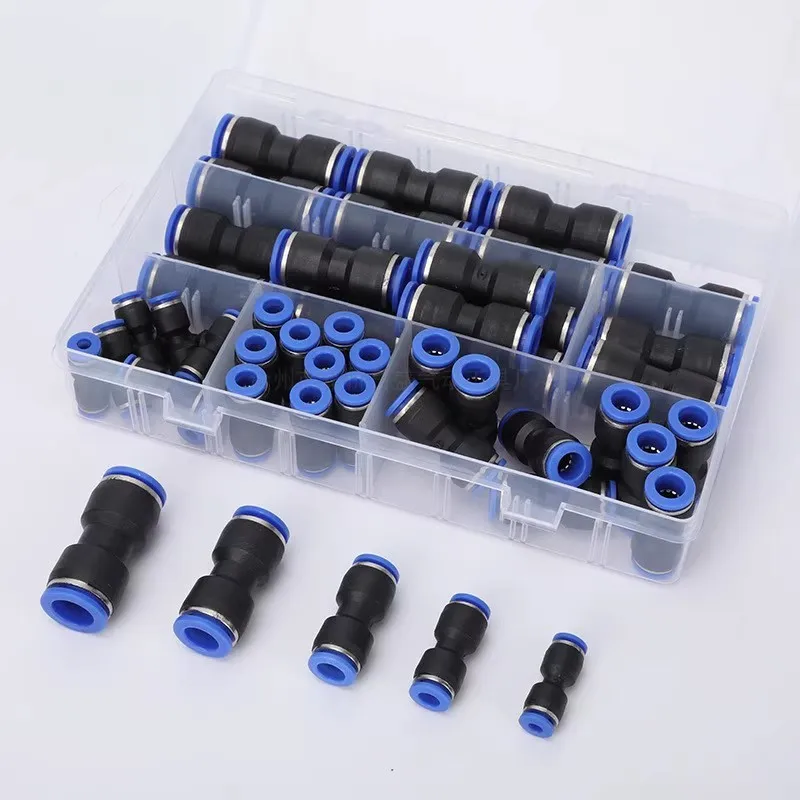 ชุดข้อต่อแบบกดเร็วสำหรับระบบนิวเมติก 50 ชิ้น สำหรับใช้งานในอุตสาหกรรม ท่อ/สายยาง 4/6/8/10/12 มม. อะไหล่ข้อต่อระบบลม 1