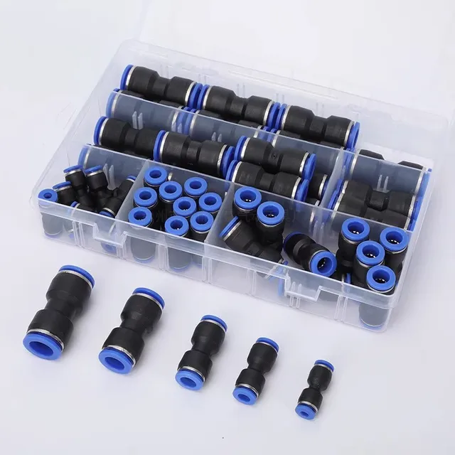 ชุดข้อต่อแบบกดเร็วสำหรับระบบนิวเมติก 50 ชิ้น สำหรับใช้งานในอุตสาหกรรม ท่อ/สายยาง 4/6/8/10/12 มม. อะไหล่ข้อต่อระบบลม 1