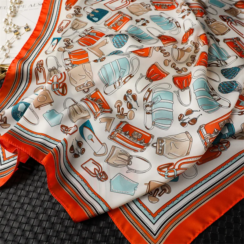 Women Scarves Square Scarf 70*70cm Spring/Summer Neckerchief Imitation Silk Hijab Printed Shawl