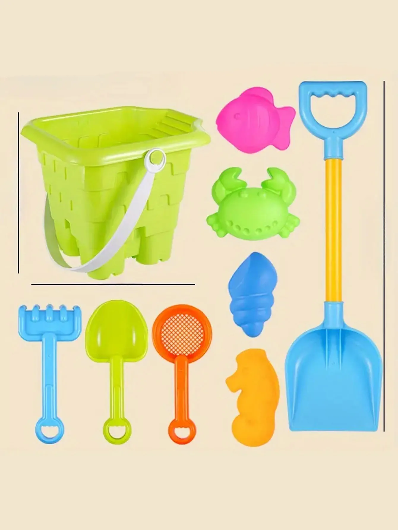 Children's beach toy set, play in water and sand, big sand shovel, beach bucket, sand dredging tools 3