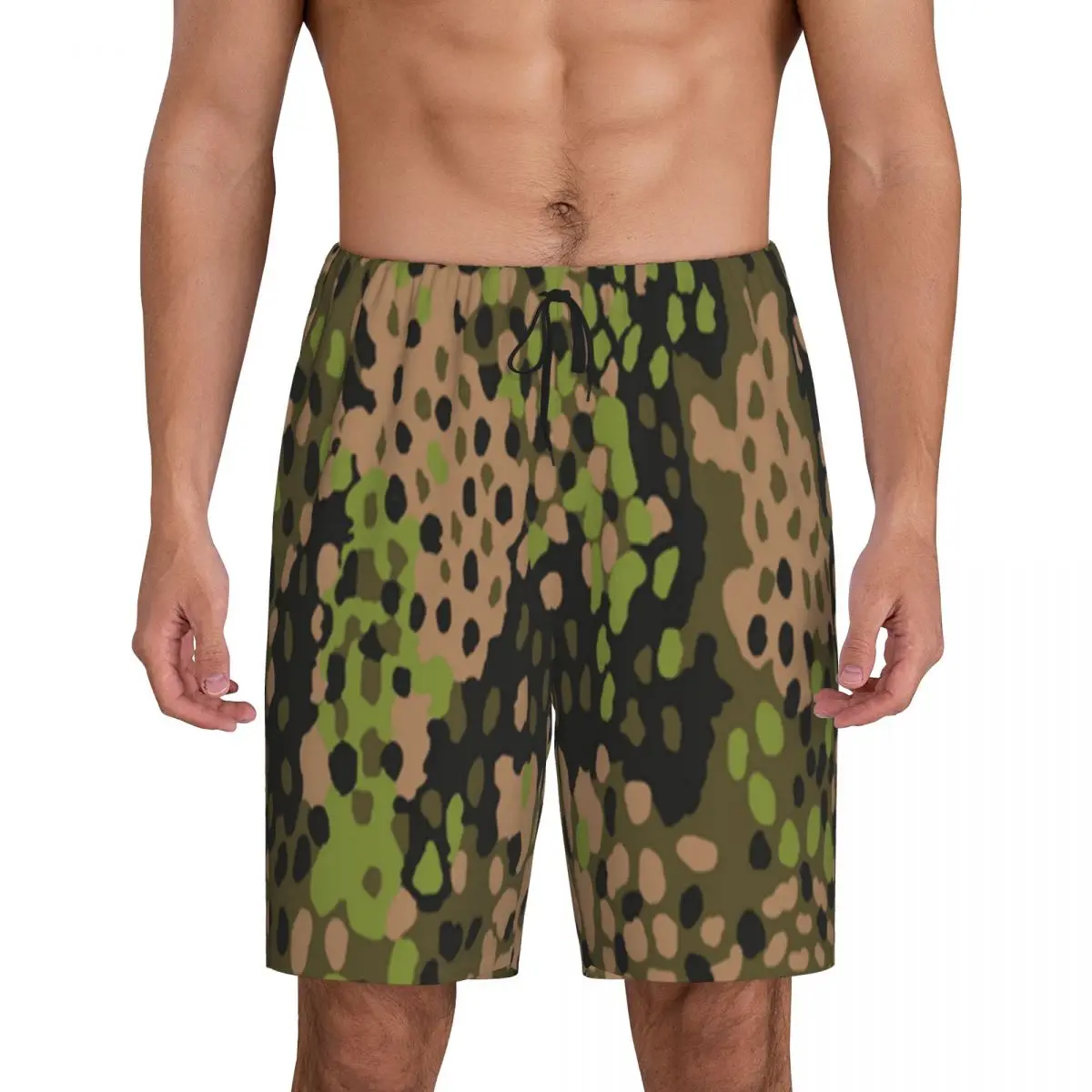 

Custom WW2 Camo Pajama Shorts Men Germany Camouflage Sleepwear Lounge Bottom Stretch Sleep Short Pjs with Pockets