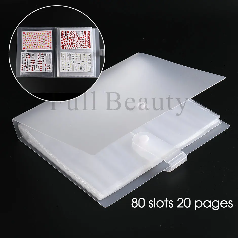 80 yuvaları Nail Art etiketler organizatörler tutucu etiket depolama kitap tırnak kaymak ekran standı manikür fotoğraf albümü düğme CH2010