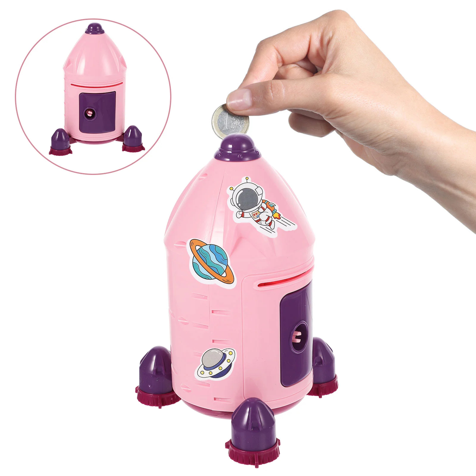 Space Toys Rocket Piggy Bank for Kids Girl Statue Banks Girls Boys White Toddler 5