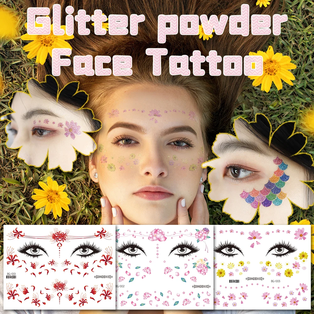 

8 листов, водостойкая татуировка для лица с синими бабочками