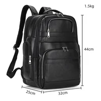 Business Men Real Cow Leather Big Rucksack 17 inch Laptop Backpack Travel Shoulder Bag Hidden USB Interface Bags Boys Schoolbag 2