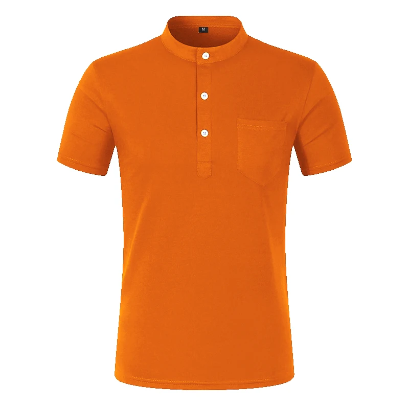 Herren Henley Poloshirt Kurzarm Knopfleiste Lässiges Oberteil mit Brusttasche Atmungsaktive Polyester-T-Shirts für den Täglichen Sommergebrauch – Detail 6