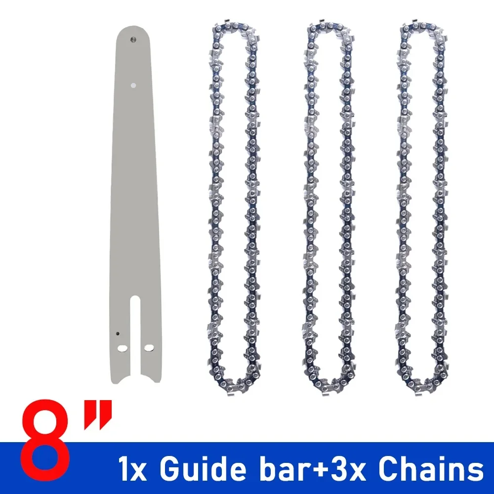 Drillpro 1/4''P 8 Inch Chainsaw Guide Bar And Saw Chain Set 45 Drive Link Brushless Electric Saw Wood Cutter Chain Power Tool 6