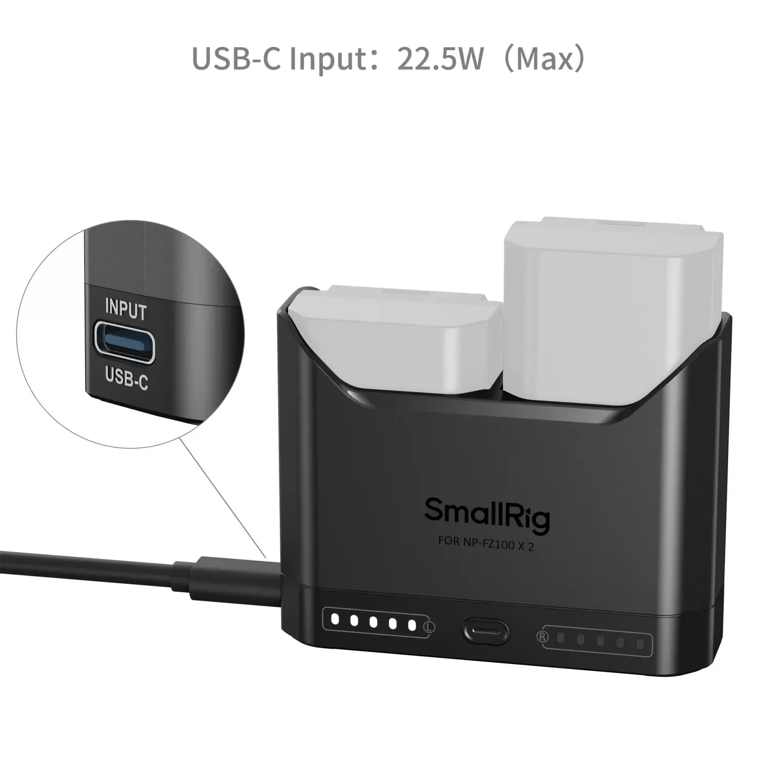 SmallRig 카메라 배터리 충전기 NP-FZ100 캐논 LP-E6P 니콘 EN-EL15c NP-FW50 DMW-BLK22용 소형 외부 전원 공급 장치