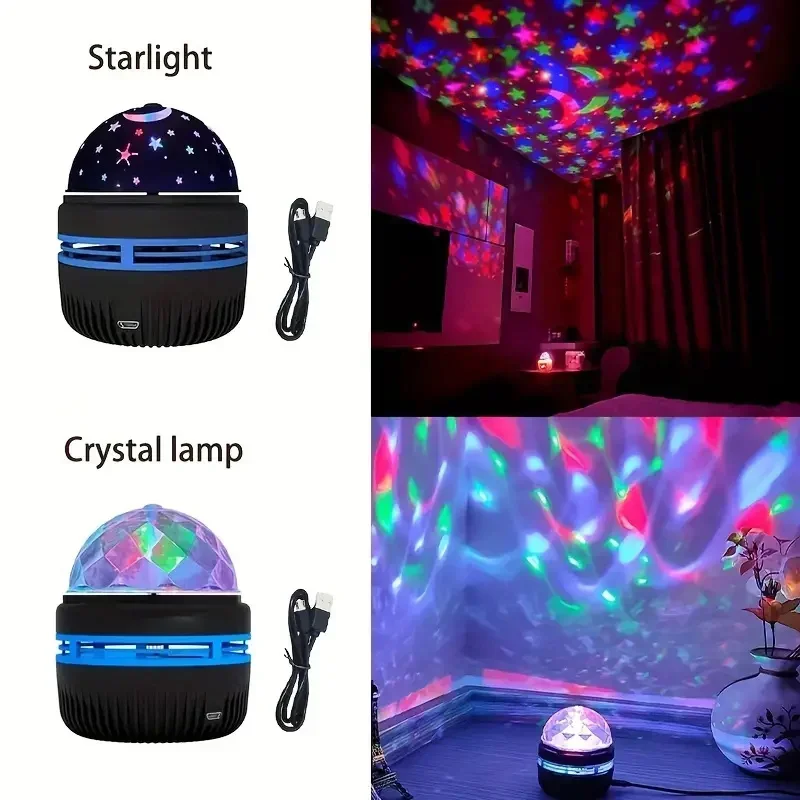 Star Projector Lamp Northern Galaxy Light LED Water Pattern Starry Sky Light Remote Control Aurora Projection USB Plug-in Magic Ball Stage KTV