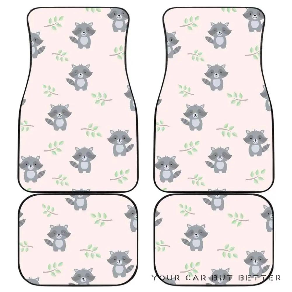 

Cute Raccoons Leaves Pattern Front And Back Car Mats 045109
