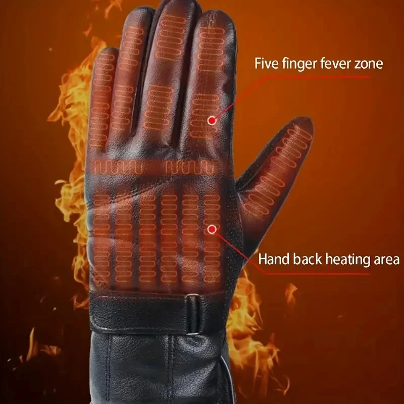 

USB Heating Motorcycle Gloves Waterproof Motocross Electric Heating Gloves Touch Screen Heated Motorbike Riding Glove for Winter