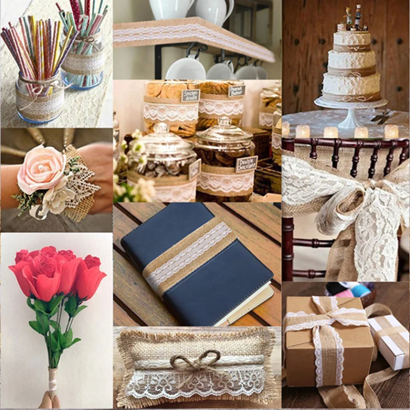 Jute Burlap Ribbon for DIY Wedding Decoration lace fabric lace ribbon lace decoration lace accessories lace sewing accessories