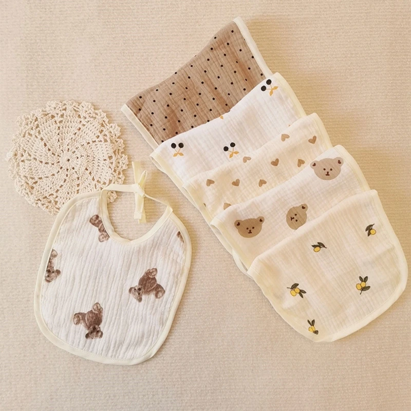 Cotton Gause Baby Bibs Solid Color Infant Bib Newborn Burp Cloths Bandana Scarf for Kids Newborn Boy Girls Feeding S