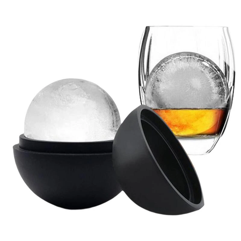 Whiskey Round Ice Cube Mold Reusable Large Ice Cube Molds with Lids for Cocktails & Bourbon 2.4