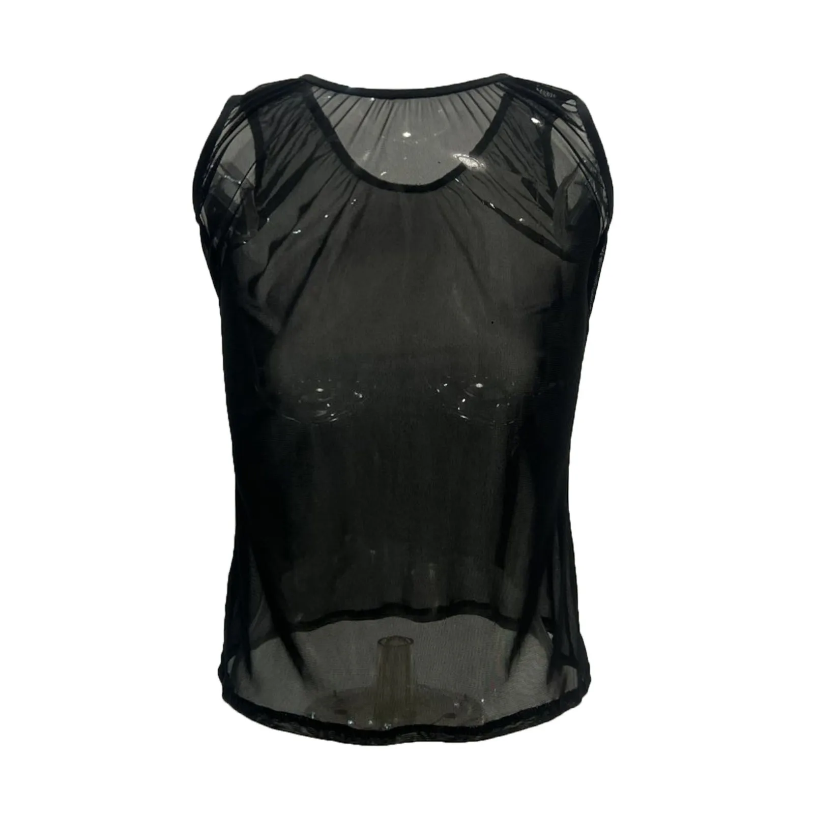 Sexy Lingerie Sleepwear Sleeveless Casual Tops See Through Mesh Crop Sheer Shirt Short Comfortable Fitness Crop Top Clothing erotic lingerie