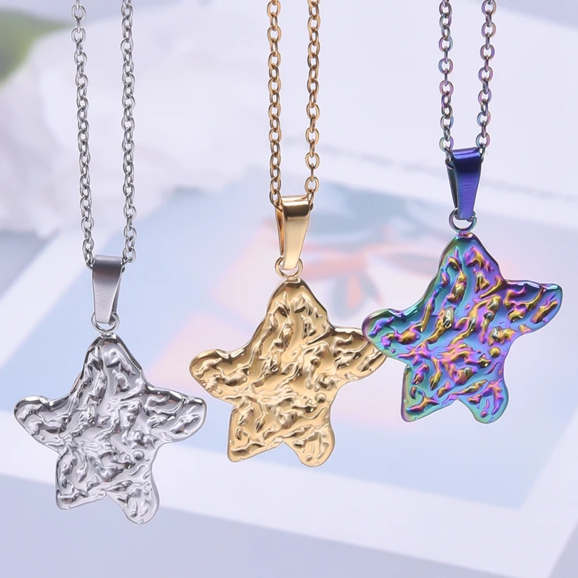 

1pc Necklace For Women Stainless Steel Starfish Shape Personality Pendants Metal Handmade Fashion Jewelry Gifts Party Accessory