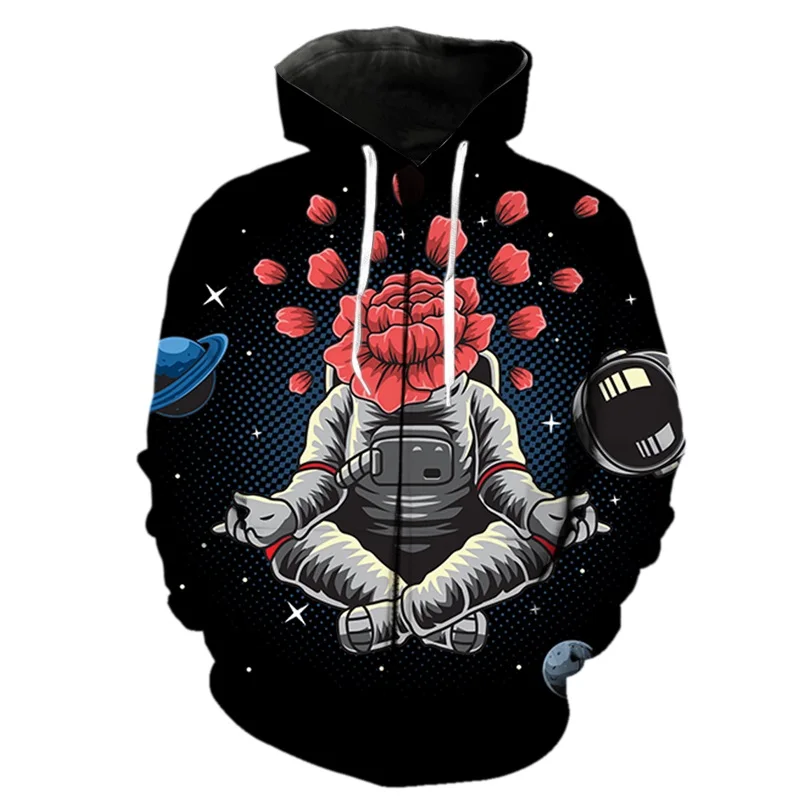 thumbnail image 1 of Sudadera con capucha y cremallera con estampado 3D de astronauta de dibujos animados para hombre, sudaderas informales de gran tamaño, ropa de calle, chaqueta, chándal, 1 of 5