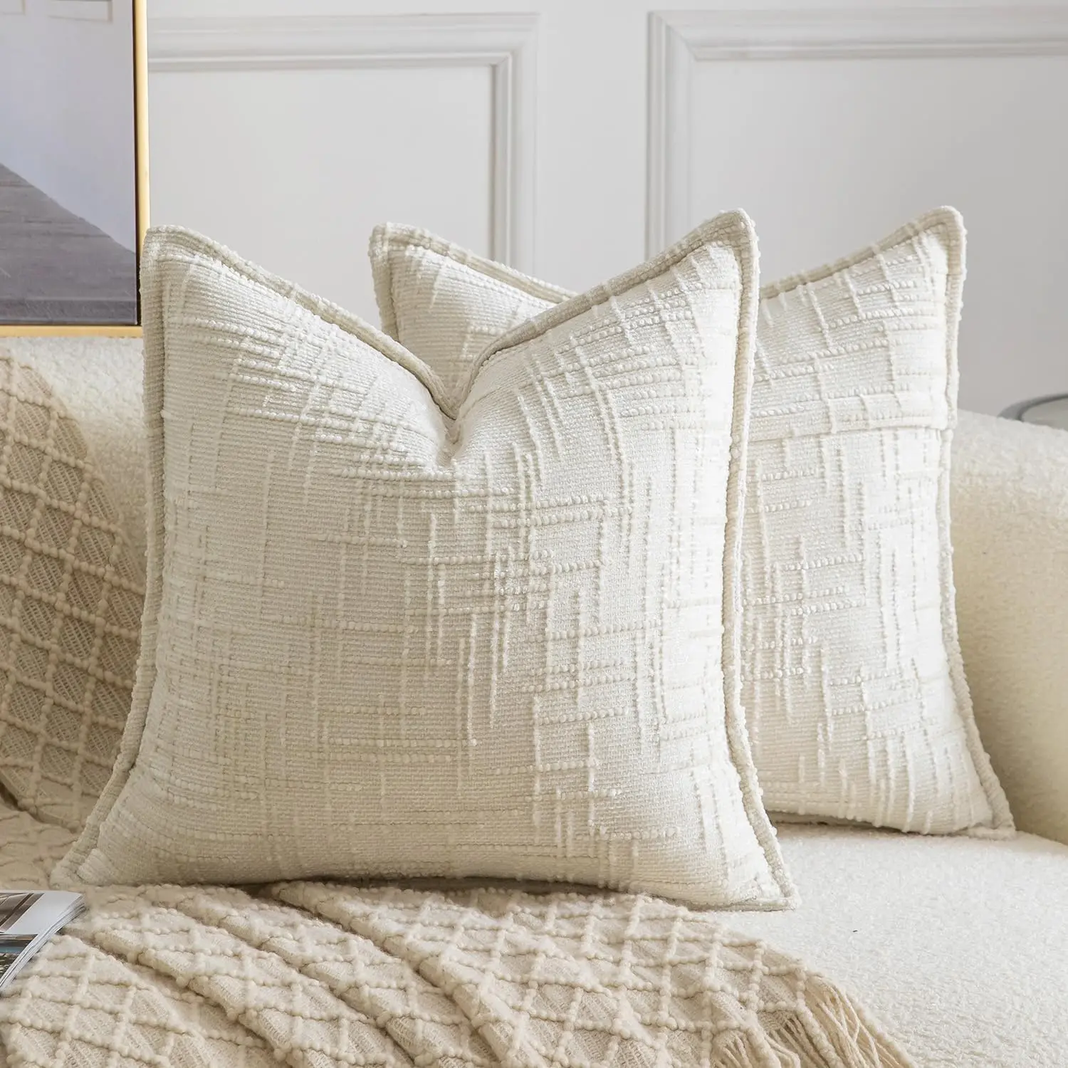 Elegant Soft Decorative Pillowcase - 45x45cm Throw Pillow Cover for Home Decor in Neutral Tones