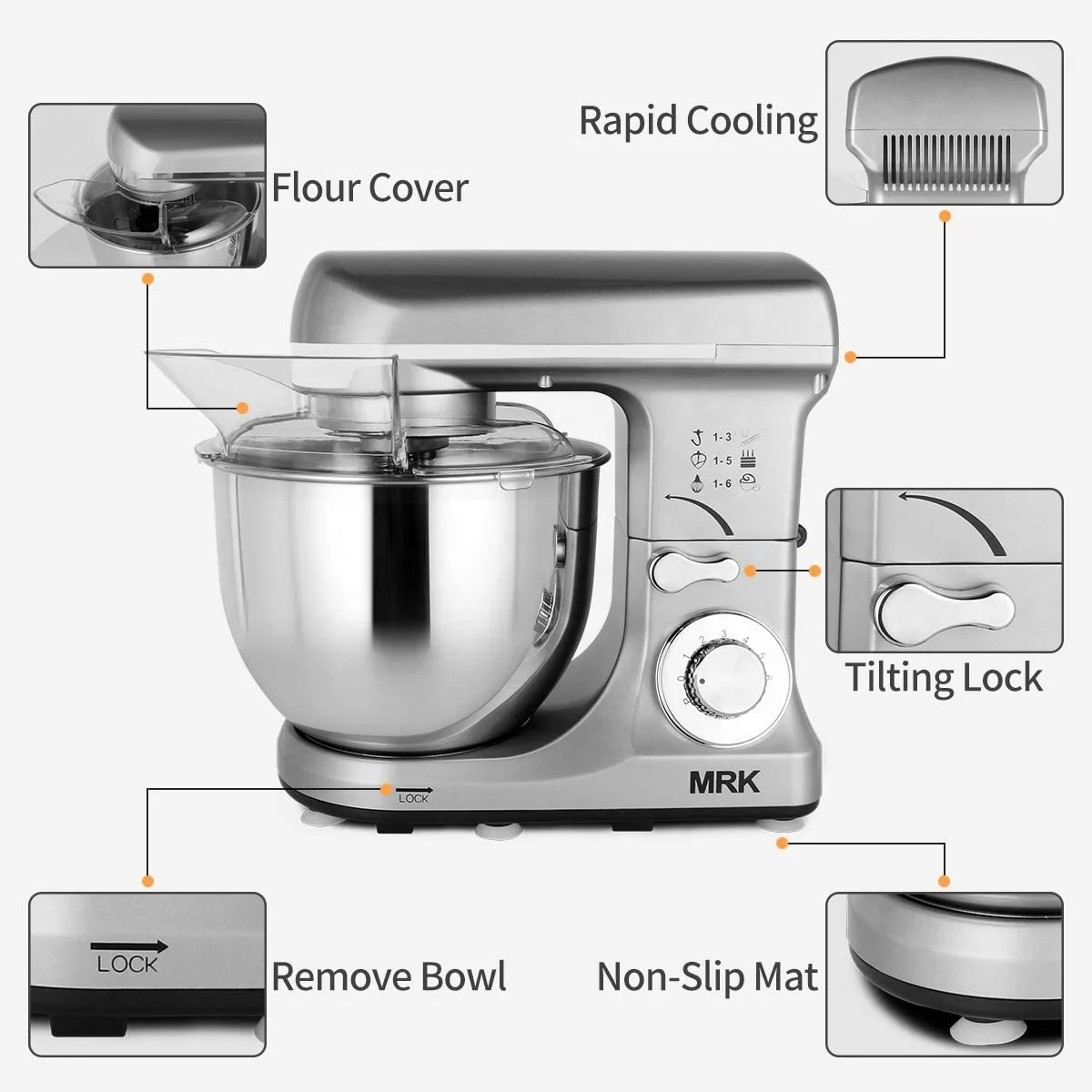 Ready to ship MRK Stand Mixer 5L 1000W Electric Dough Mixer Kitchen 8 Speed Tilt-Head Cake Food Mixer 2