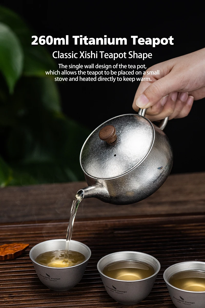 260 ml Titan-Teekanne mit Filter, chinesisches Kung-Fu-Teeset, leicht, tragbar, für Camping, Büro, Zuhause – Detail 1