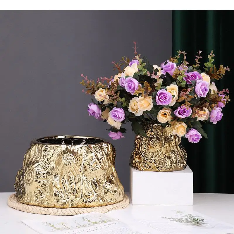 

Electroplated Ceramic Flowerpot Creative Gardening Flowerpot Green Plant Flowerpot Table Decoration Flower Arrangement Flowerpot