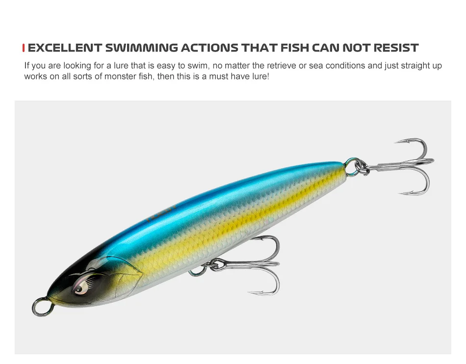 Noeby-Stickbait Angelköder 165 mm 105 g sinkender Bleistift-Wobbler, verstärkter künstlicher harter Köder, Sea Tuna GT Angelköder – Detail 11