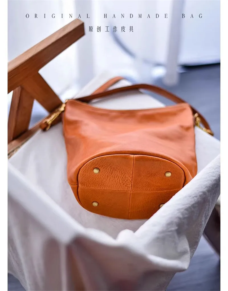 Organizer Designer Luxus Echtleder Damen Bucket Bag Mode Outdoor Wochenend-Party Kuhleder Damen Schultertasche – Detail 8