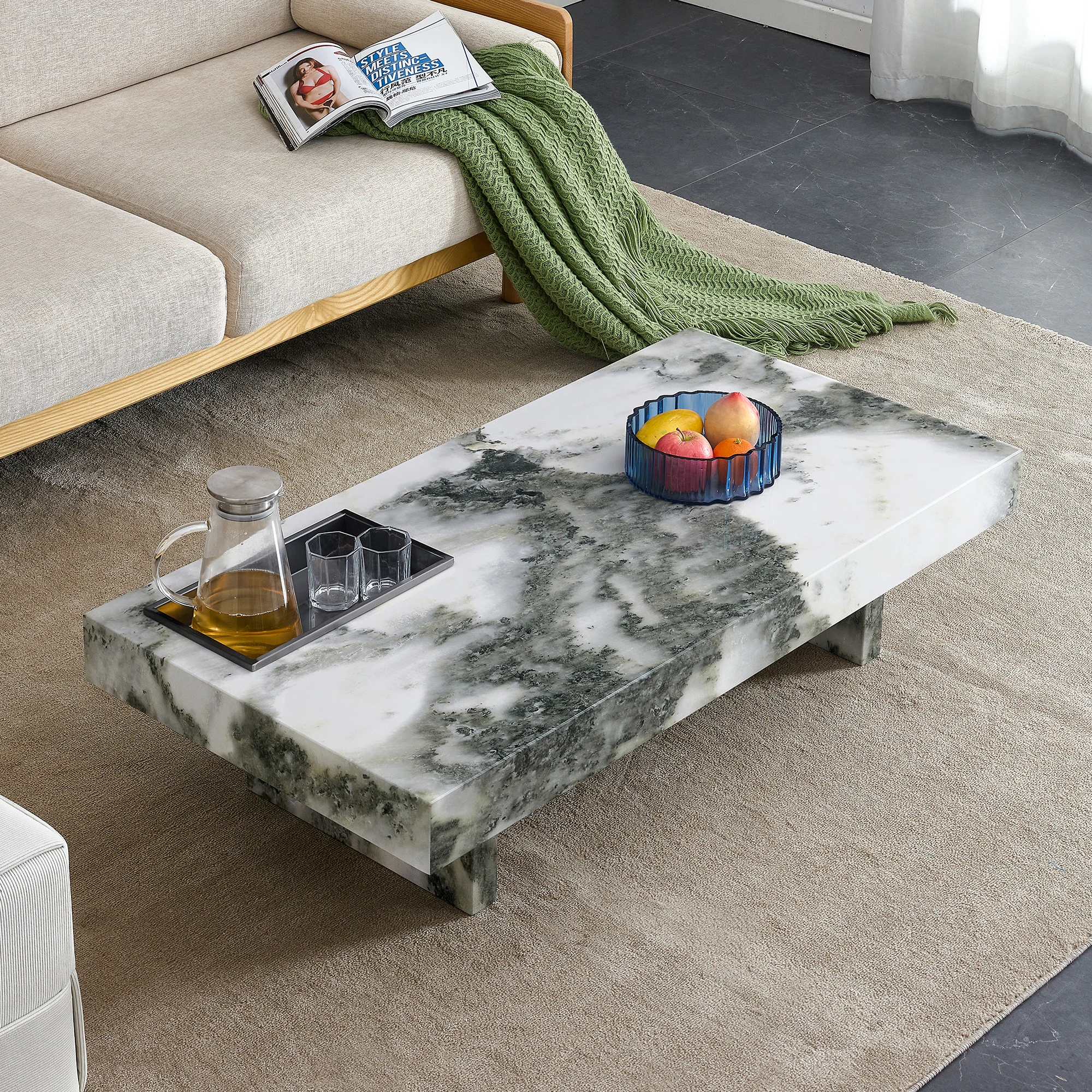 A modern and practical coffee table with black and white patterns. Made of MDF material. The fusion of elegance natural fash