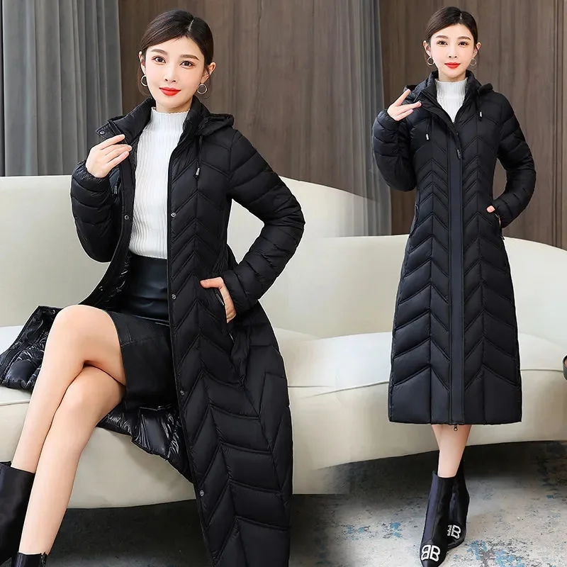 2023 New Long Hooded Parka Fashion Winter Jacket Women Puffer Casual Thick Down Cotton Snow Wear Coat Warm Outwear