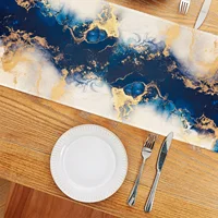 Chemin de table en marbre Océan - 1 pièce, texture nuages blancs, moderne, pour commode, cuisine, salle à manger, style ferme, fête 4