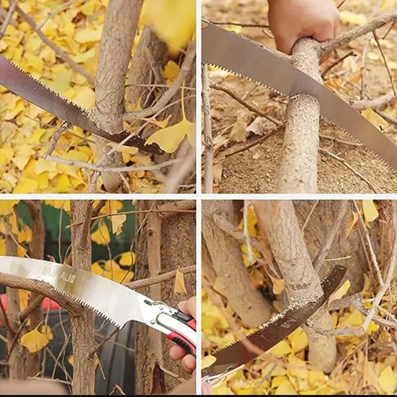 AIRAJ Pruning Saw with Scabbard Safety Sheath,52CM/20 Inch Gardening Pruning Saw,SK5 Steel Curved Blade,Safe & Secure Blade Lock 5