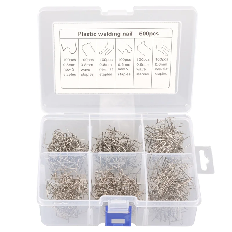 A44Z-600Pcs 자동차 플라스틱 수리 용접 네일 프리 컷 웨이브 스테이플러 범퍼 수리 핫 스테이플러 플라스틱 용접기