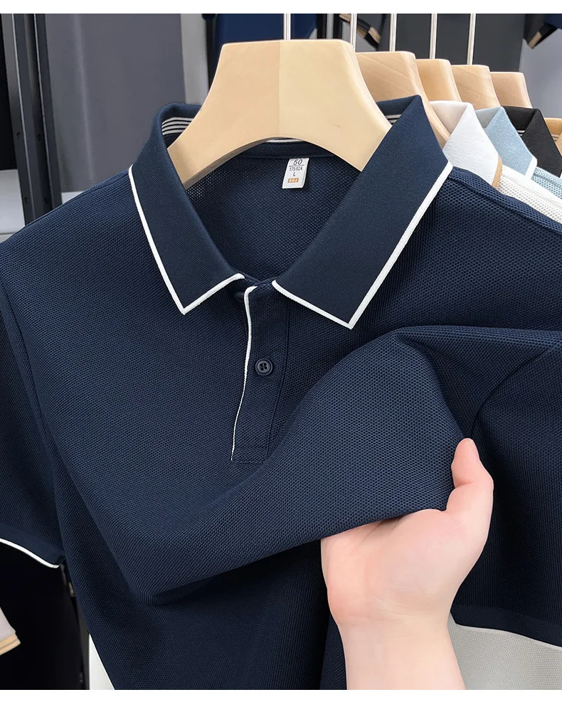 High quality men's short sleeved summer new fashion brand striped Korean style golf custom comfortable casual business T-shirt 27 S2ea8501b54af4113b2e1290f345b0a82l