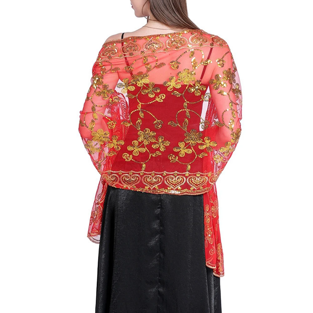 

Женская Блестящая шаль, прозрачная блестящая женская эластичная шаль с вышивкой для невесты, вечерняя Свадебная вечеринка