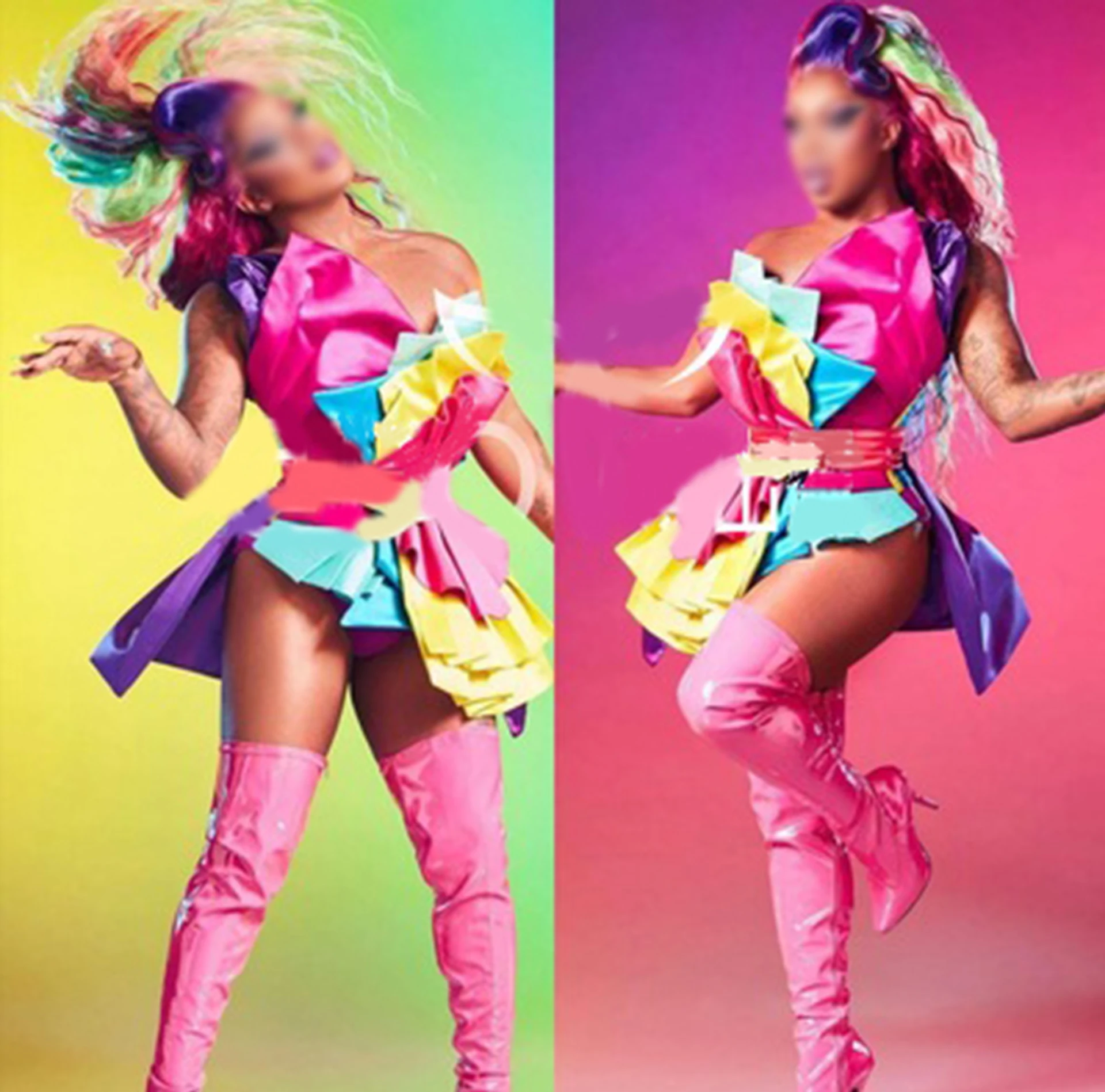 

Candy Color Bodysuit Nightclub Gogo Dance Outfit Female Singer Stage Costume Jazz Dancing Clothes Party Evening Dress