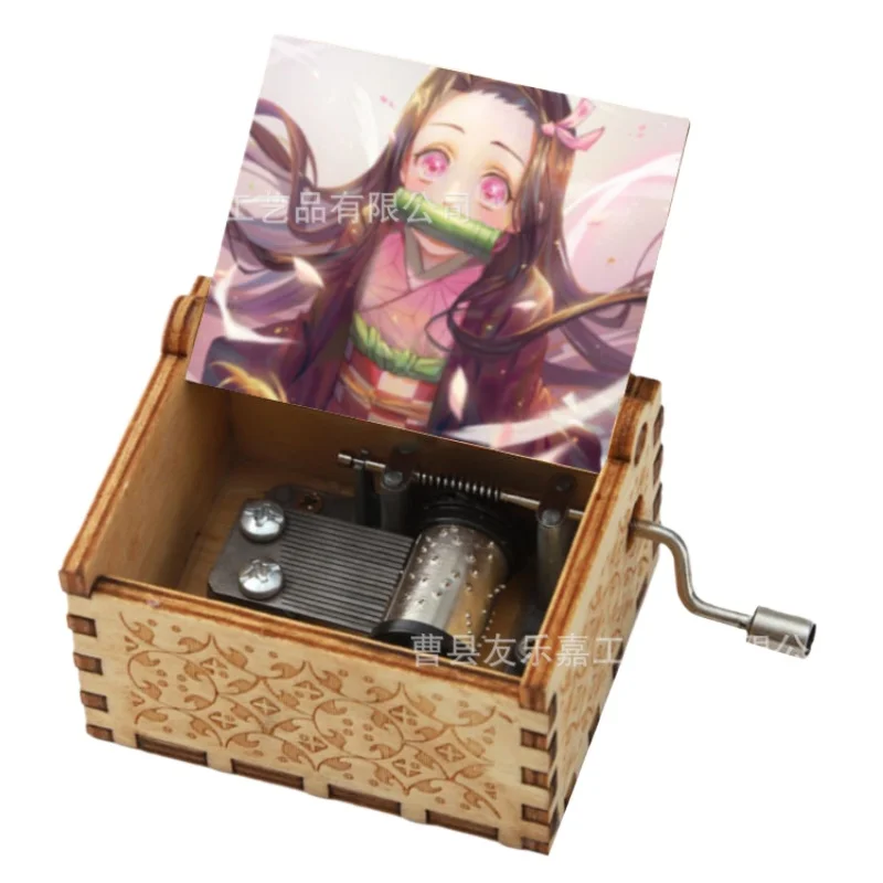 Wooden Music Box Retro Painted Hand-cranked Ghost Extinguishing Blade Music Box To Send Friends Music Box Halloween Decoration 3